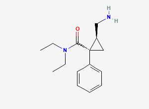 Two-dimensional chemical structure of trans-(1S,2S)-2-(aminomethyl)-N,N-diethyl-1-phenylcyclopropane-1-carboxamide