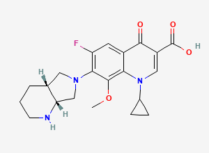 Two-dimensional chemical structure of Moxifloxacin Related Compound G/ ent-Moxifloxacin/ (4aR,7aR)-Moxifloxacin/ Moxifloxacin (R,R)-Isomer/ d-Moxifloxacin (Free Base), CAS 268545-13-7