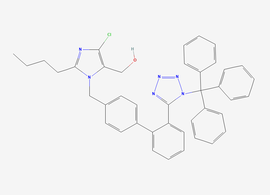 Two-dimensional chemical structure of Trityl Losartan impurity 1H-isomer, CAS 124751-00-4