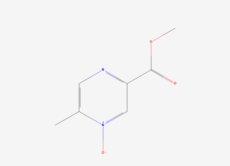 Two-dimensional chemical structure of Pyrazinecarboxylic acid, 5-methyl-, methyl ester, 4-oxide