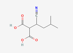 Two-dimensional chemical structure of 2-(1-Cyano-3-methylbutyl)propanedioic acid