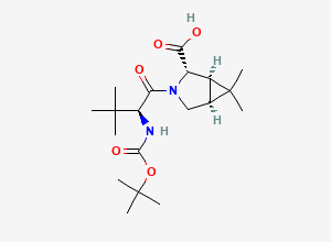 Two-dimensional chemical structure of (1R,2S,5S)-3-((S)-2-((tert-Butoxycarbonyl)amino)-3,3-dimethylbutanoyl)-6,6-dimethyl-3-azabicyclo[3.1.0]hexane-2-carboxylic acid