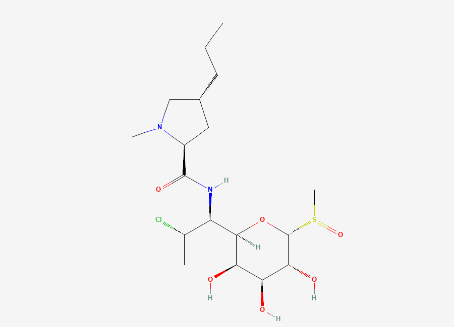 Two-dimensional chemical structure of Clindamycin Sulfoxide impurity, CAS 22431-46-5