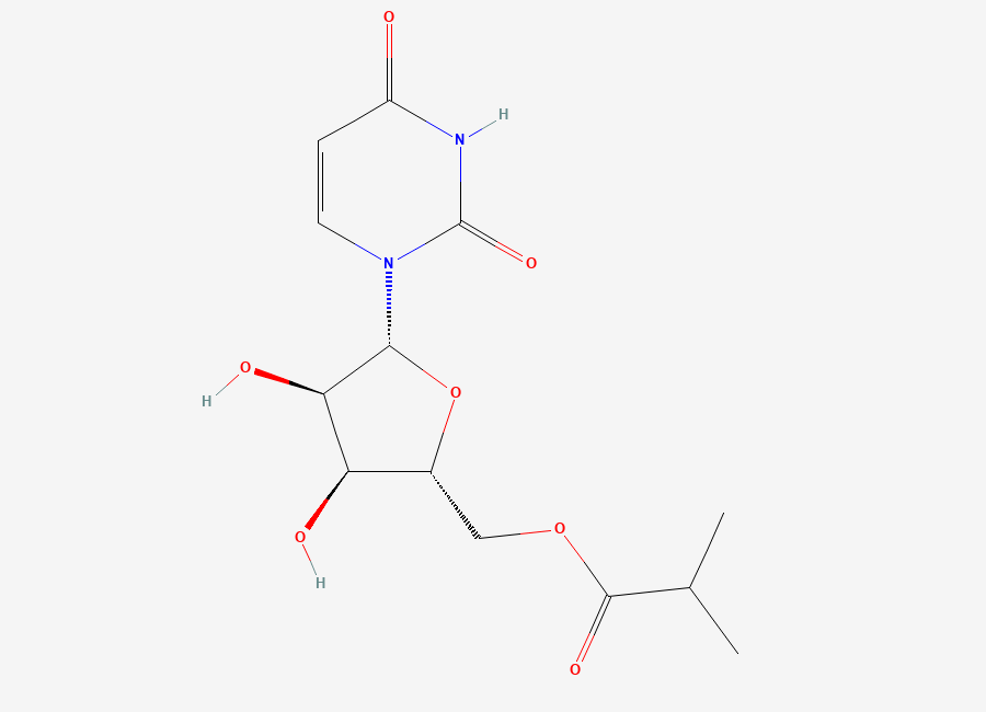 Two-dimensional chemical structure of Uridine 5'-?(2-?Methylpropanoate), CAS 886538-48-3
