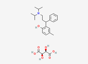 Two-dimensional chemical structure of 2-(3-(Diisopropylamino)-1-phenylpropyl)-4-methylphenol (2R,3R)-2,3-dihydroxysuccinate