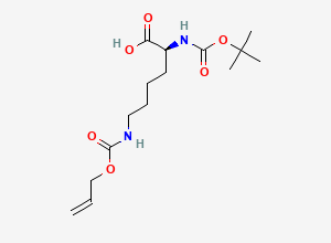 Two-dimensional chemical structure of N6-((Allyloxy)carbonyl)-N2-(tert-butoxycarbonyl)-L-lysine