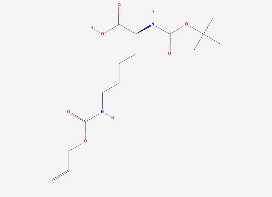 Two-dimensional chemical structure of N6-((Allyloxy)carbonyl)-N2-(tert-butoxycarbonyl)-L-lysine