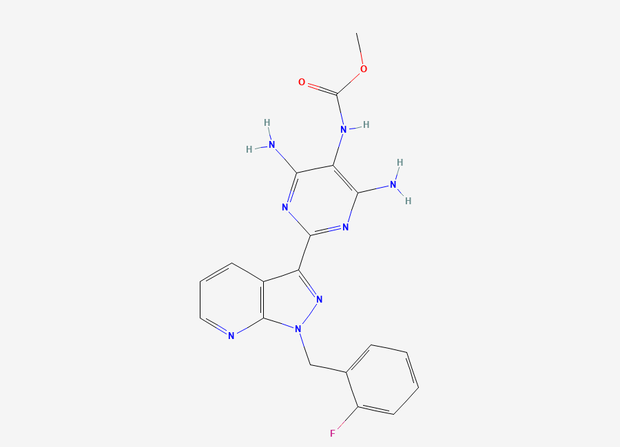 Two-dimensional chemical structure of N-Desmethyl Riociguat, CAS 625115-52-8