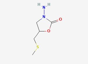 Two-dimensional chemical structure of 3-Amino-5-((methylthio)methyl)oxazolidin-2-one