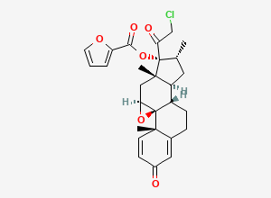 Two-dimensional chemical structure of Mometasone EP Impurity D/ Mometasone Furoate Epoxy Impurity/ Mometasone Furoate EP Impurity D/ Epoxy Mometasone Furoate, CAS 83881-09-8
