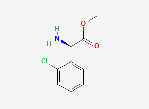 Two-dimensional chemical structure of methyl (2R)-2-amino-2-(2-chlorophenyl)acetate