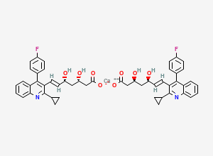 Two-dimensional chemical structure of Calcium (3S,5R,E)-7-(2-cyclopropyl-4-(4-fluorophenyl)quinolin-3-yl)-3,5-dihydroxyhept-6-enoate
