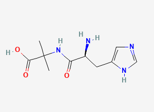 Two-dimensional chemical structure of (S)-2-(2-Amino-3-(1H-imidazol-5-yl)propanamido)-2-methylpropanoic acid, CAS 2770429-63-3