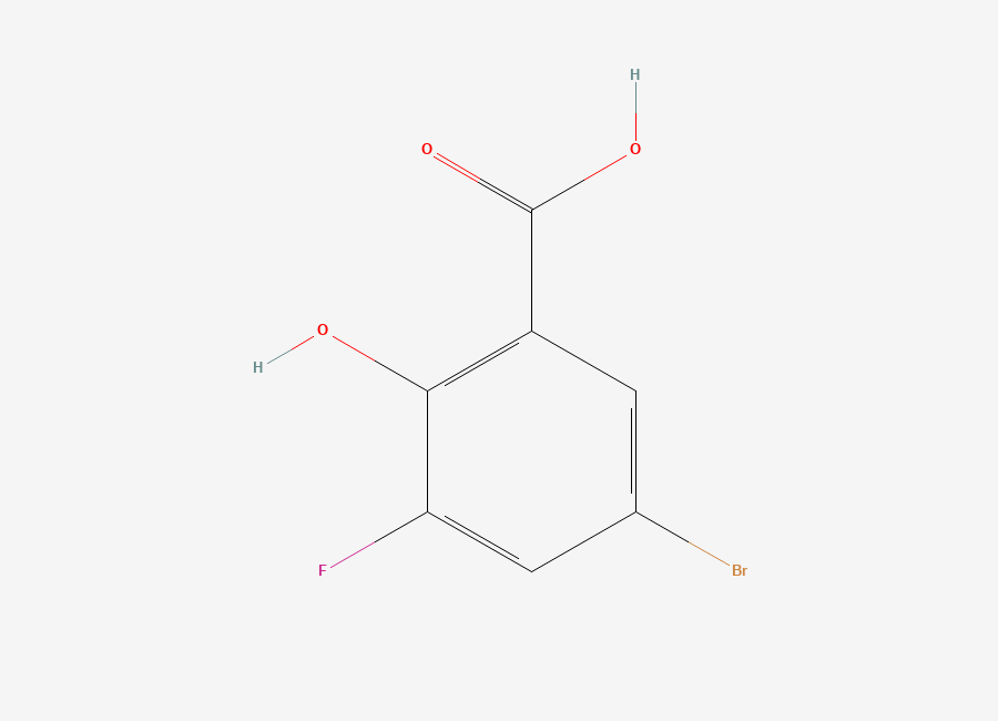 Two-dimensional chemical structure of 5-Bromo-3-fluoro-2-hydroxybenzoic acid