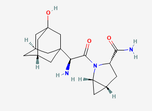 Two-dimensional chemical structure of (1S,3S,5S)-2-[(2S)-2-Amino-2-[(5S,7R)-3-hydroxy-1-adamantyl]acetyl]-2-azabicyclo[3.1.0]hexane-3-carboxamide