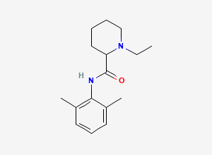 Two-dimensional chemical structure of N-(2,6-dimethylphenyl)-1-ethylpiperidine-2-carboxamide, CAS 2180-94-1