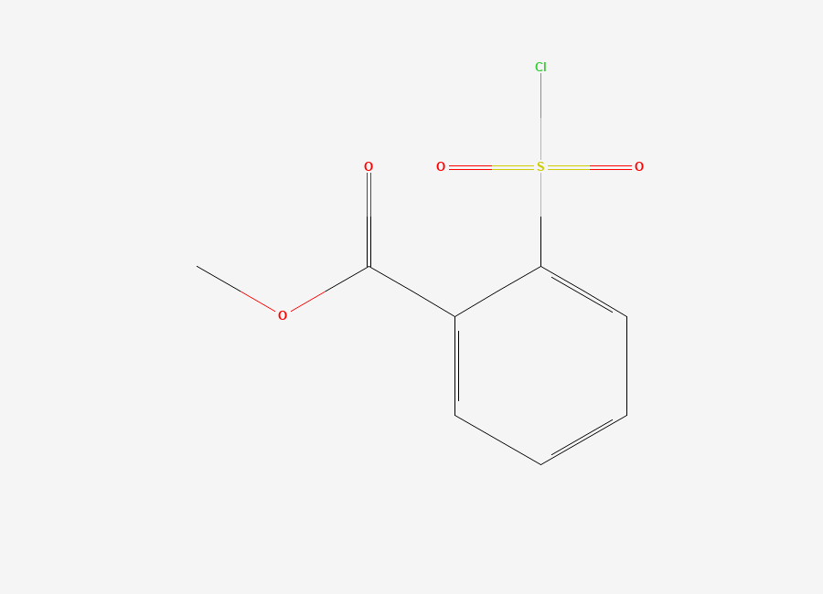Two-dimensional chemical structure of Benzoic acid, 2-(chlorosulfonyl)-, methyl ester