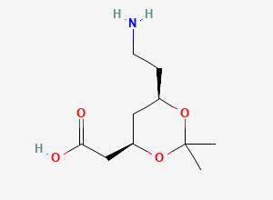 Two-dimensional chemical structure of 2-[(4R,6R)-6-(2-aminoethyl)-2,2-dimethyl-1,3-dioxan-4-yl]acetic Acid, CAS 125995-17-7