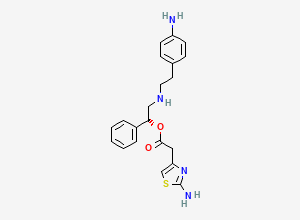Two-dimensional chemical structure of [(1R)-2-[2-(4-aminophenyl)ethylamino]-1-phenylethyl] 2-(2-amino-1,3-thiazol-4-yl)acetate, CAS 1684452-85-4