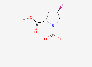 Two-dimensional chemical structure of (2S,4R)-1-tert-Butyl 2-methyl 4-fluoropyrrolidine-1,2-dicarboxylate