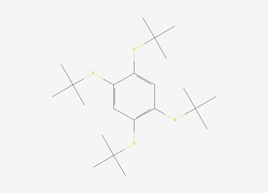 Two-dimensional chemical structure of 1,2,4,5-Tetrakis(tert-butylthio)benzene