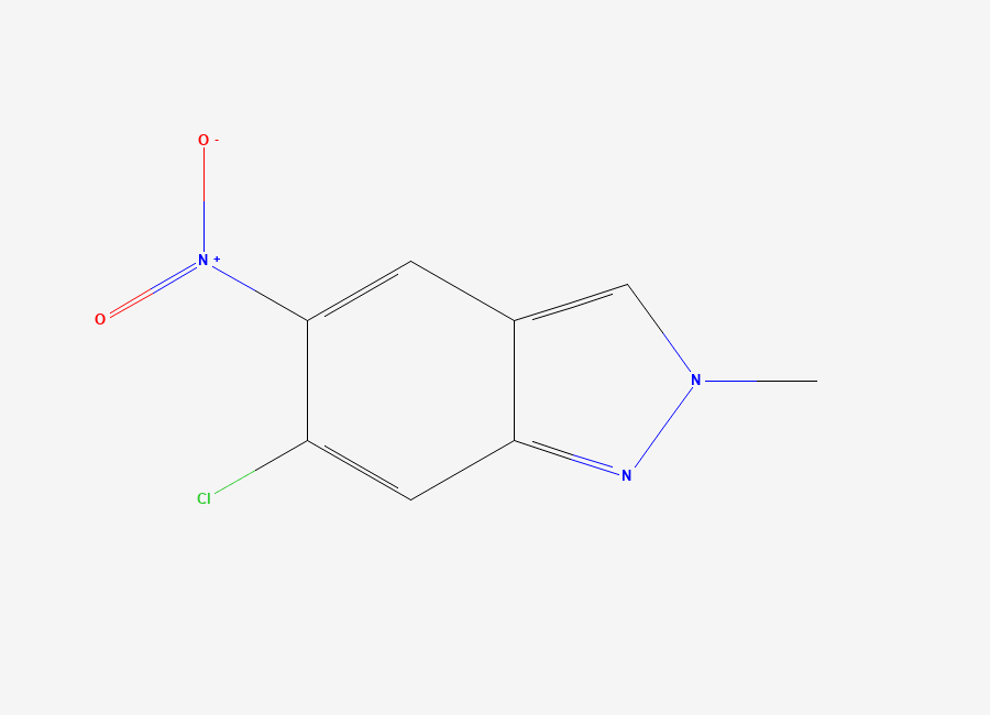 Two-dimensional chemical structure of 6-Chloro-2-methyl-5-nitro-2H-indazole