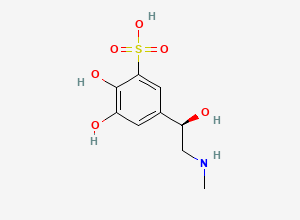 Two-dimensional chemical structure of 2,3-dihydroxy-5-[(1R)-1-hydroxy-2-(methylamino)ethyl]benzenesulfonic acid