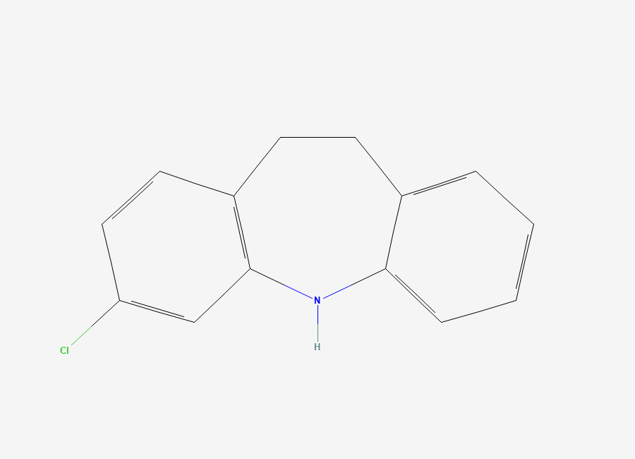 Two-dimensional chemical structure of Clomipramine EP Impurity F / Clomipramine Related Compound F/Carbamazepine 3-Chloroiminodibenzyl Impurity, CAS 32943-25-2