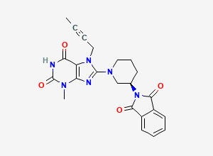 Two-dimensional chemical structure of (R)-7-(but-2-yn-1-yl)-8-(3-(1,3-dioxoisoindolin-2-yl)piperidin-1-yl)-3-Methyl-1H-purine-2,6(3H,7H)-dione
