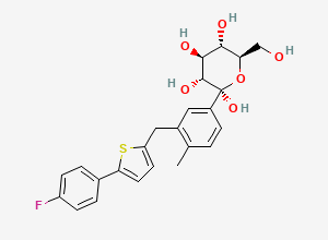 Two-dimensional chemical structure of (2S,3R,4S,5S,6R)-2-(3-((5-(4-fluorophenyl)thiophen-2-yl)methyl)-4-methylphenyl)-6-(hydroxymethyl)tetrahydro-2H-pyran-2,3,4,5-tetraol