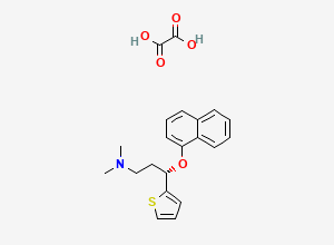 Two-dimensional chemical structure of (3S)-N,N-dimethyl-3-(naphthalen-1-yloxy)-3-(thiophen-2-yl)propan-1-amine ethanedioate