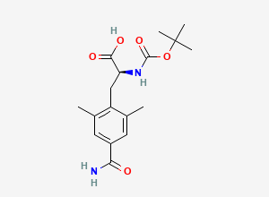 Two-dimensional chemical structure of (S)-2-(Boc-Amino)-3-(4-carbamoyl-2,6-dimethylphenyl)propanoic Acid, CAS 623950-02-7