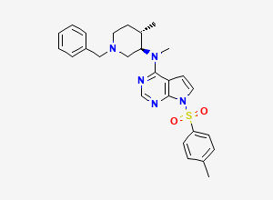 Two-dimensional chemical structure of N-((3R,4S)-1-benzyl-4-methylpiperidin-3-yl)-N-methyl-7-tosyl-7H-pyrrolo[2,3-d]pyrimidin-4-amine