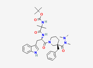 Two-dimensional chemical structure of tert-Butyl (1-(((S)-1-((R)-3-benzyl-3-(1,2,2-trimethylhydrazinecarbonyl)piperidin-1-yl)-3-(1H-indol-3-yl)-1-oxopropan-2-yl)amino)-2-methyl-1-oxopropan-2-yl)carbamate