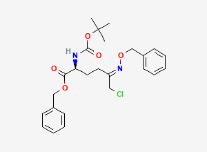 Two-dimensional chemical structure of (S,E)-benzyl 5-((benzyloxy)imino)-2-((tert-butoxycarbonyl)amino)-6-chlorohexanoate