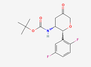 Two-dimensional chemical structure of tert-Butyl ((2R,3R)-2-(2,5-difluorophenyl)-5-oxotetrahydro-2H-pyran-3-yl)carbamate