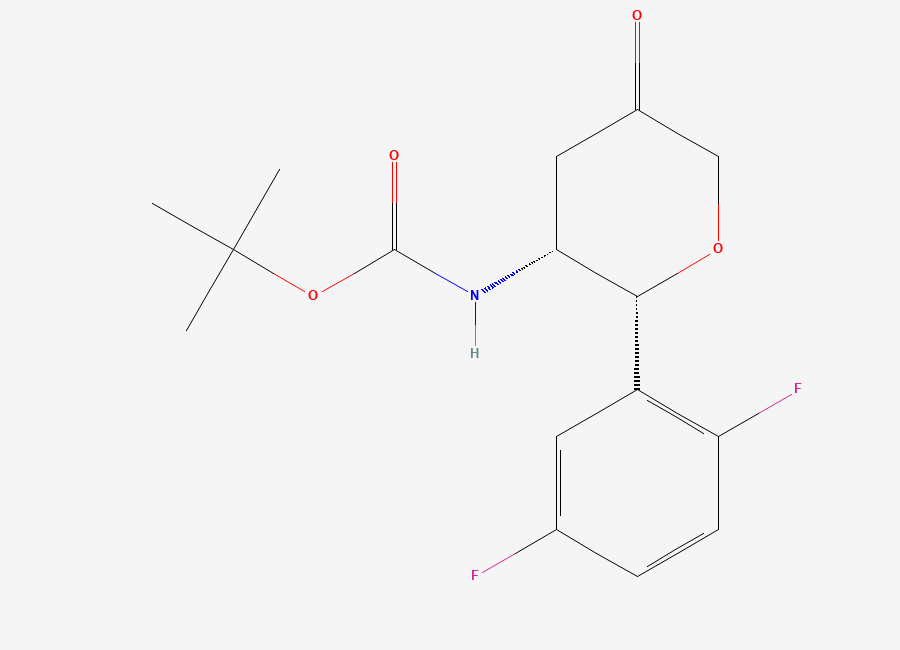 Two-dimensional chemical structure of tert-Butyl ((2R,3R)-2-(2,5-difluorophenyl)-5-oxotetrahydro-2H-pyran-3-yl)carbamate