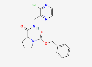 Two-dimensional chemical structure of (S)-Benzyl 2-((3-chloropyrazin-2-yl)methylcarbamoyl)pyrrolidine-1-carboxylate, CAS 1418307-17-1