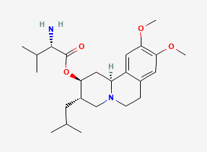 Two-dimensional chemical structure of (2S,3S,11bS)-3-Isobutyl-9,10-dimethoxy-1,3,4,6,7,11b-hexahydro-2H-pyrido[2,1-a]isoquinolin-2-yl L-valinate