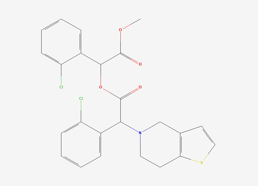 Two-dimensional chemical structure of Clopidogrel EP Impurity D/ Clopidogrel Ethyl Ester/ Clopidogrel Carboxylic Acid Ester., CAS 1421283-60-4