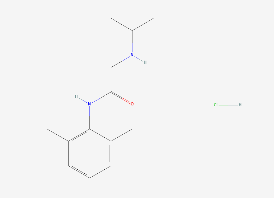 Two-dimensional chemical structure of N-(2,6-Dimethylphenyl)-2-(isopropylamino)acetamide hydrochloride