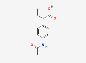 Two-dimensional chemical structure of 2-(4-Acetamidophenyl)butanoic acid, CAS 858847-40-2