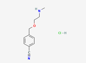 Two-dimensional chemical structure of 4-((2-(Methylamino)ethoxy)methyl)benzonitrile Hydrochloride, CAS 1803606-15-6