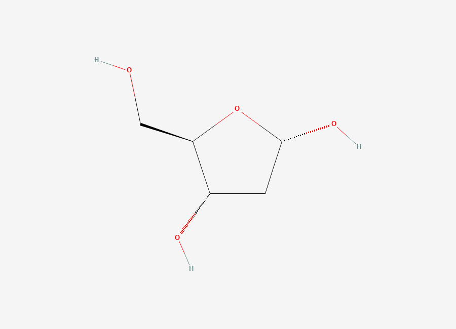 Two-dimensional chemical structure of alpha-D-2-Deoxyribofuranose
