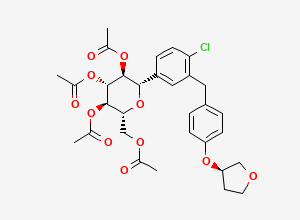 Two-dimensional chemical structure of Peracetyl (R)-Empagliflozin / Tetra acetyl Empagliflozin, CAS 915095-98-6