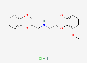 Two-dimensional chemical structure of 1,4-Benzodioxin-2-methanamine, N-(2-(2,6-dimethoxyphenoxy)ethyl)-2,3-dihydro-, hydrochloride (1:1)