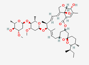 Two-dimensional chemical structure of (1R,4S,5'S,6R,6'R,8R,10E,12S,13S,14E,16E,20R,21R,24S)-6'-[(2R)-butan-2-yl]-21,24-dihydroxy-12-[(2R,4S,5S,6S)-5-[(2S,4S,5S,6S)-5-hydroxy-4-methoxy-6-methyloxan-2-yl]oxy-4-methoxy-6-methyloxan-2-yl]oxy-5',11,13,22-tetramethylspiro[3,7,19-trioxatetracyclo[15.6.1.14,8.020,24]pentacosa-10,14,16,22-tetraene-6,2'-oxane]-2-one