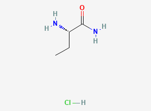 Two-dimensional chemical structure of Levetiracetam Related Compound B / Levetiracetam EP Impurity G (HCl Salt) / (S)-2-Aminobutyramide Hydrochloride, CAS 7682-20-4