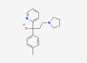 Two-dimensional chemical structure of 1-(Pyridine-2-yl)-3-(pyrrolidin-1-yl)-1-p-tolylpropan-1-ol, CAS 70708-28-0