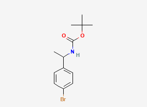 Two-dimensional chemical structure of tert-butyl N-(1-(4-bromophenyl)ethyl)carbamate